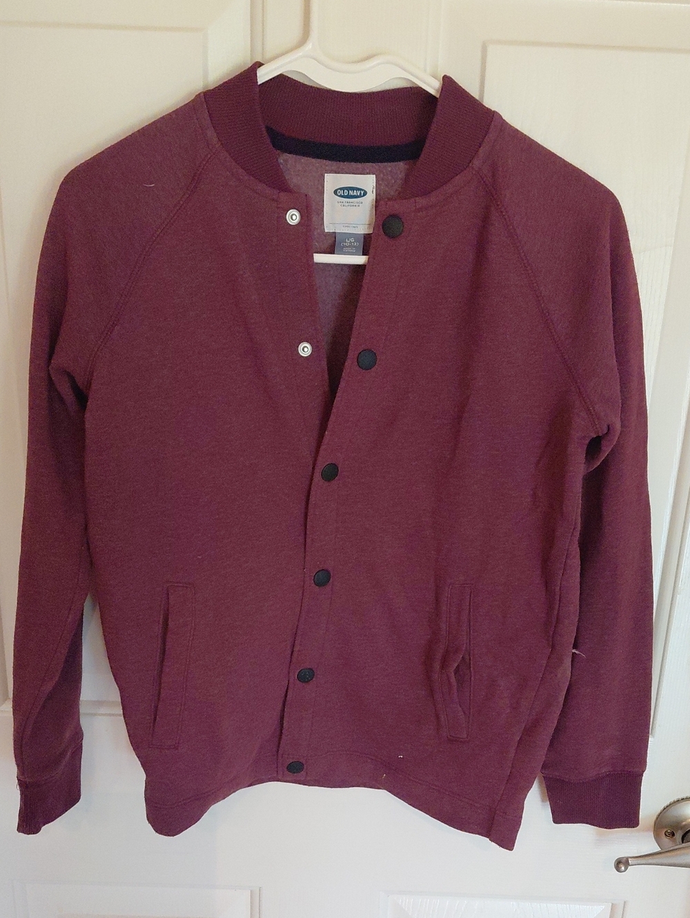 Old Navy Men's Maroon Snap-Front Bomber Jacket